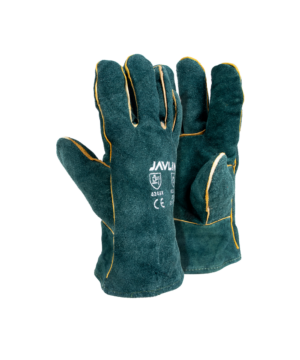 Green Leather Fully Welted Lined Gloves - 6cm Cuff