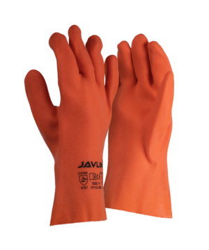 Foam PVC Fluorescent Orange Sandy Finish Gloves