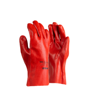 PVC Mediumweight Red/Brown Open Cuff Gloves - 27cm