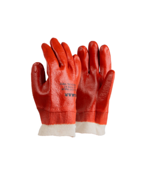 PVC Mediumweight Red/Brown Knit Wrist Gloves