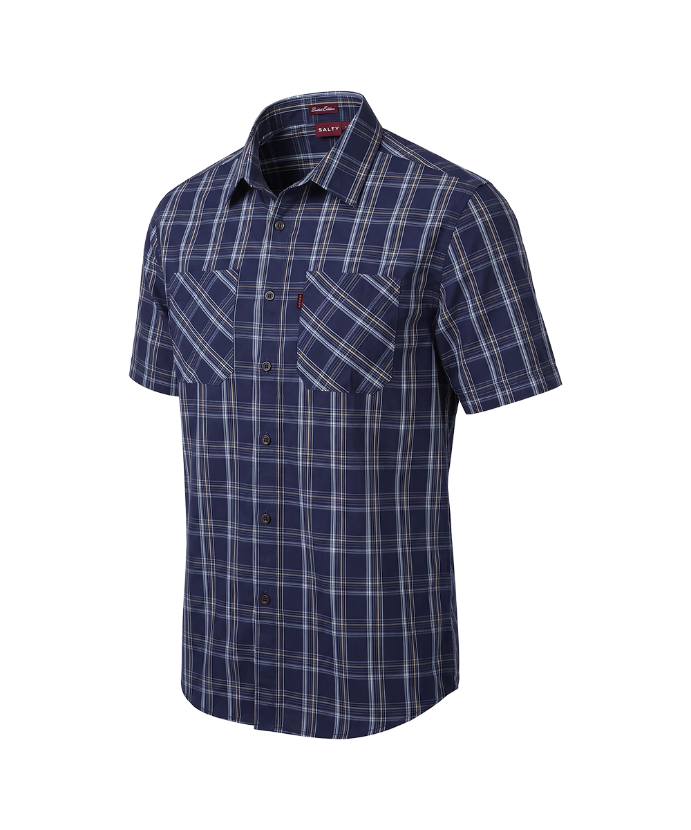 Ratel Check Shirt S/S Navy/Pale Blue