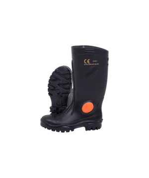 Black/Black Knee Length Heavy Duty Steel Toe Recycled Gumboot